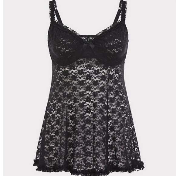 TORRID Black Lace Underwire Babydoll Chemise Size 3X - NWT - Picture 4 of 11
